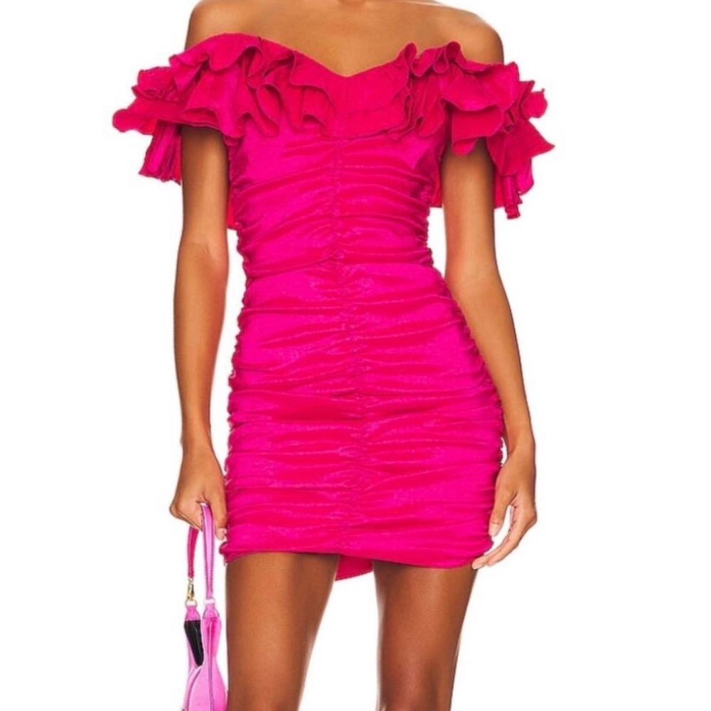 Lovers + Friends Vibrant Pink Ruffle Mini Dress